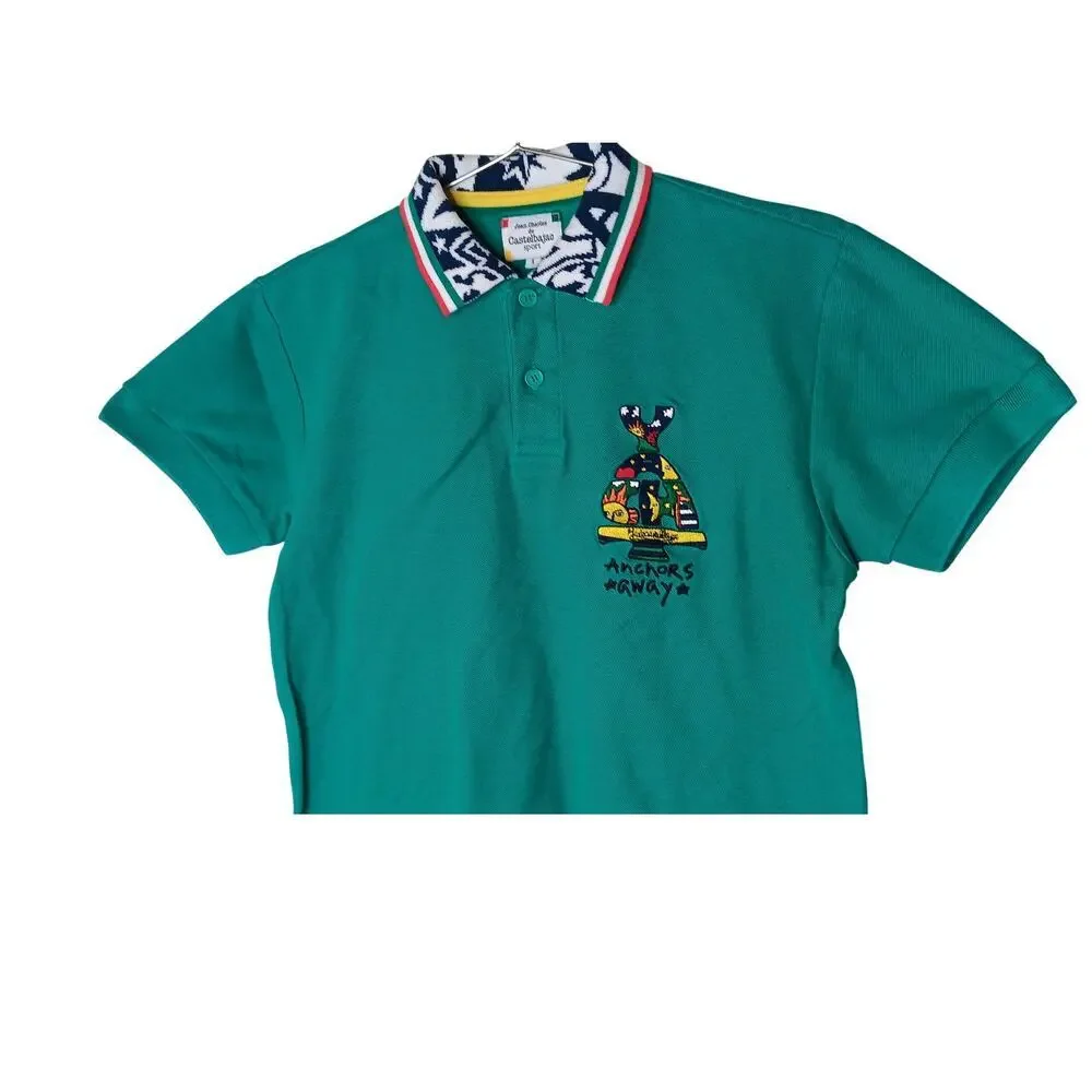 Jean Charles de Castelbajac Sport Men’s Polo Shirt Green Anchors Away Sz 1 Small - Picture 3 of 15